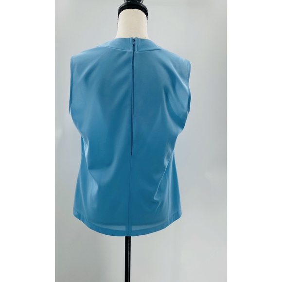 Koko Knits Vintage Califronia Light Blue High Collar 70's Top/ Blouse - Picture 2 of 9